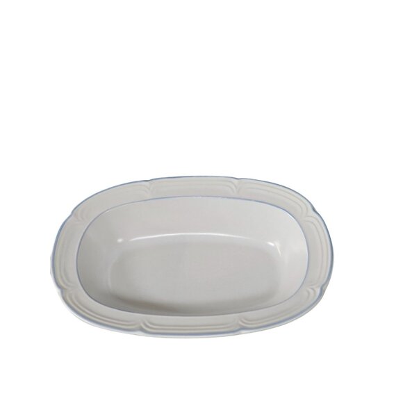 Oval Serving Bowl 10" The Covington Avondale Vintage Stoneware White & Blue Scal - Picture 3 of 5